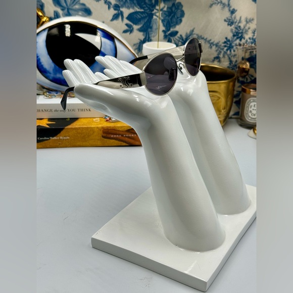 🆕 CELINE 🧿 NIB CL40235U 16A Metal Triomphe Oval Sunglasses, Silver & Smoke - Picture 3 of 16